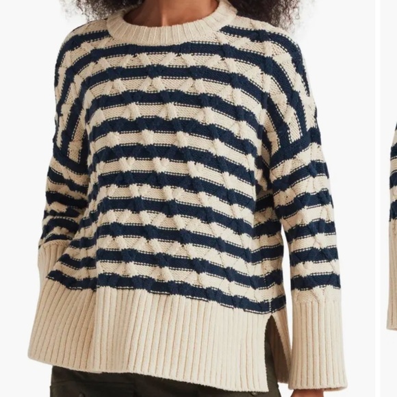 NWT Madewell Yasmin Stripe Lattice
Stitch Sweater
Sz Small Regular, ECRU STRIPE - Picture 2 of 5